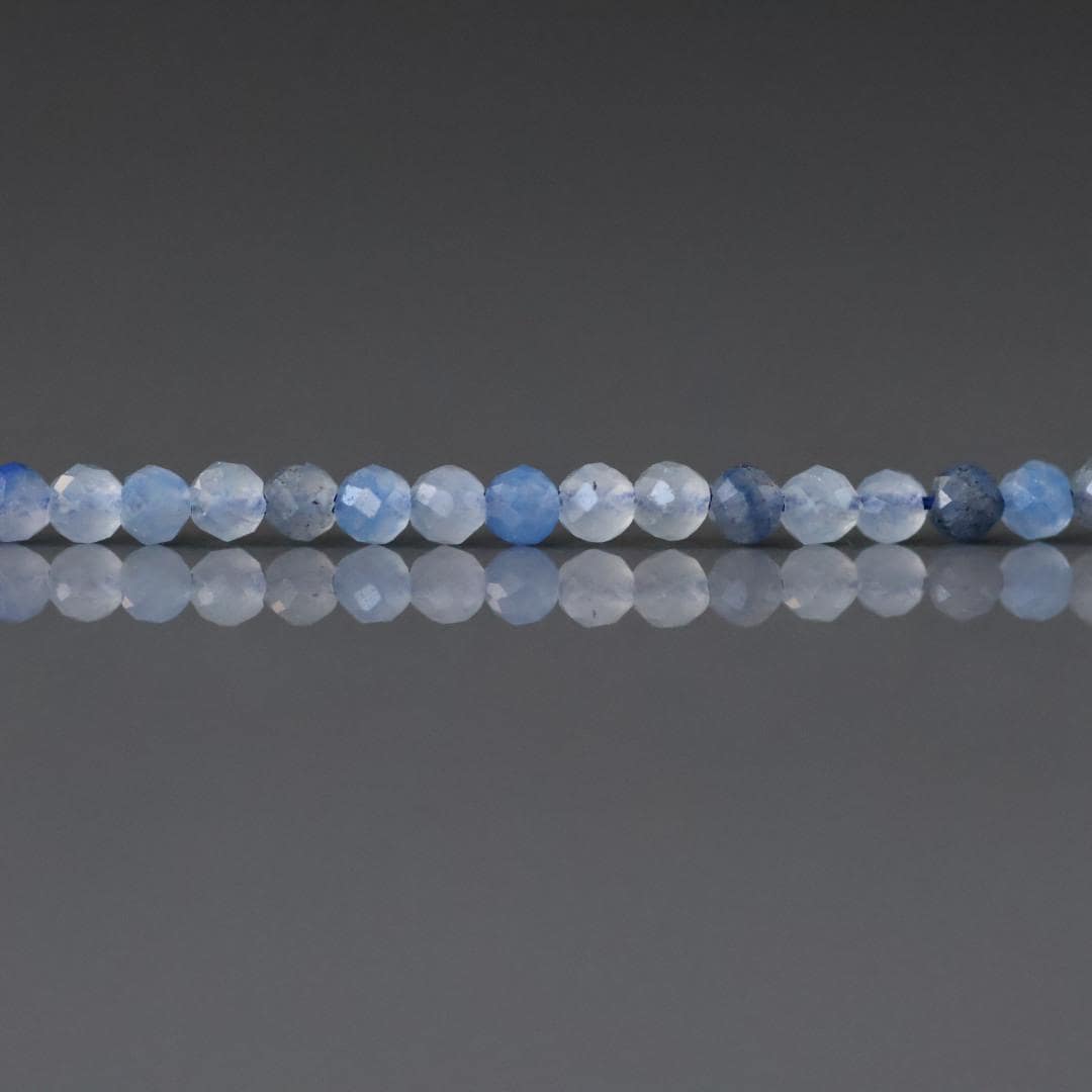 2mm Blue Aventurine Beads ‚Äì Tiny Faceted Round Natural Gemstone 15" Strand
