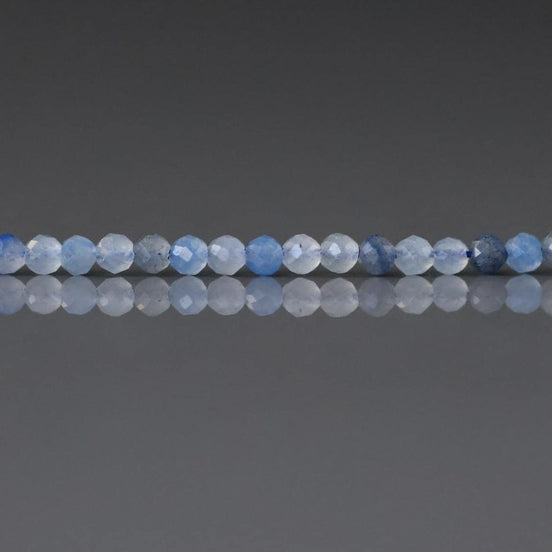 2mm Blue Aventurine Beads ‚Äì Tiny Faceted Round Natural Gemstone 15" Strand