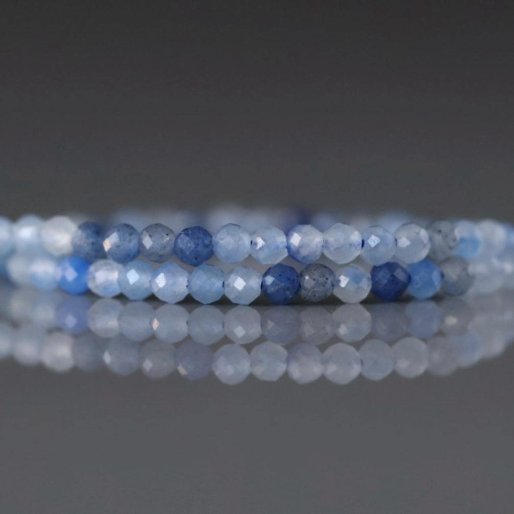 2mm Blue Aventurine Beads ‚Äì Tiny Faceted Round Natural Gemstone 15" Strand
