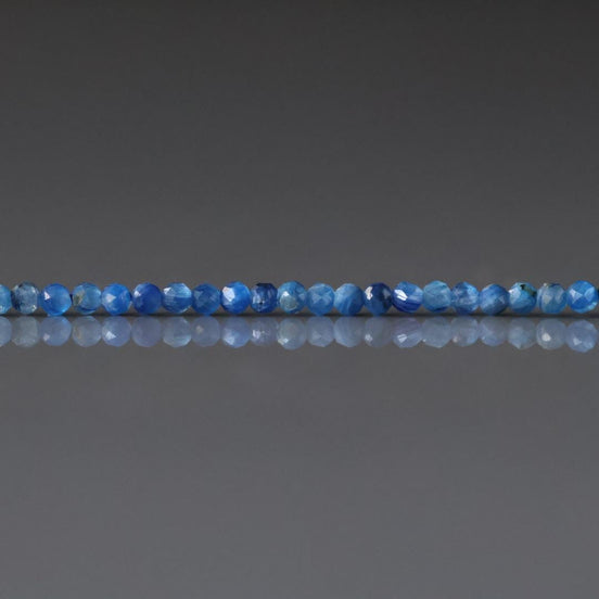2mm Blue Kyanite Beads – Tiny Faceted Round Natural Gemstone 15" Strand
