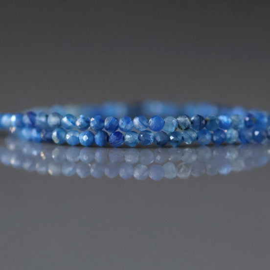 2mm Blue Kyanite Beads – Tiny Faceted Round Natural Gemstone 15" Strand