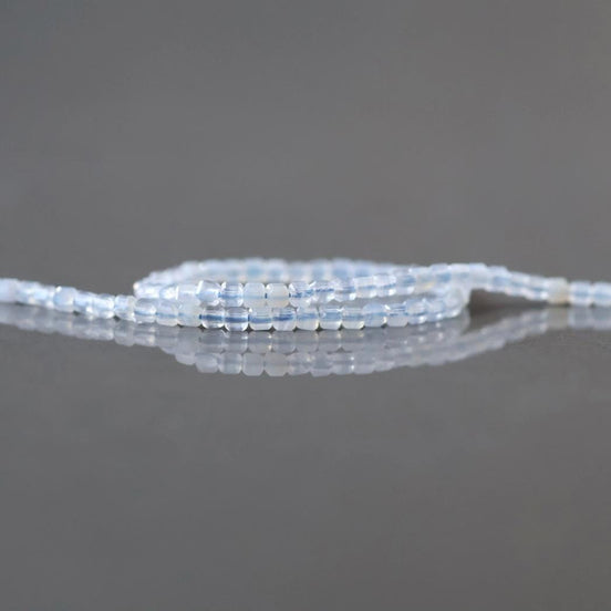 2mm Natural Blue Lace Agate Faceted Cube Beads 15" Pale Blue Genuine Gemstone Beads for Jewelry Making Beading Craft Gift