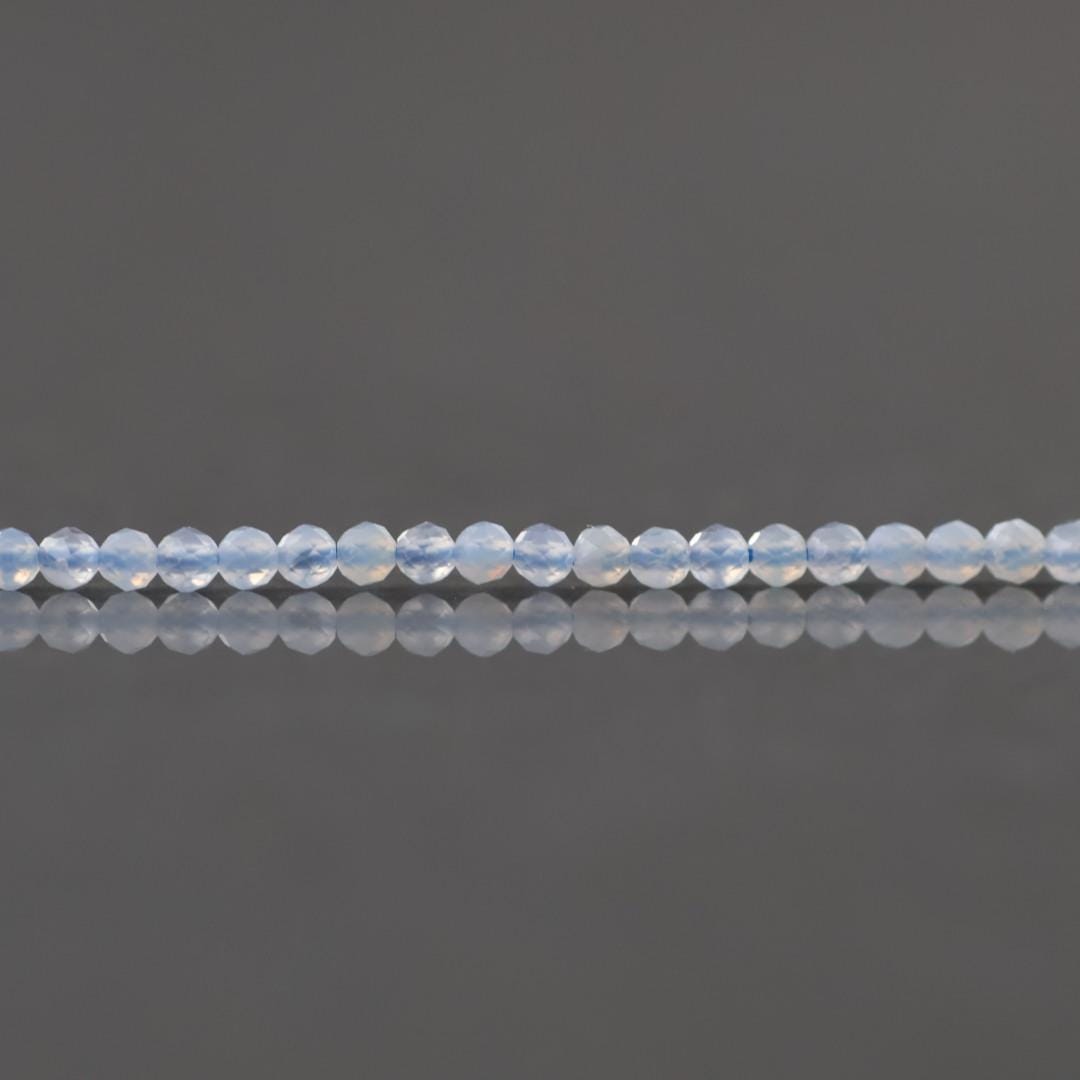 2mm Natural Blue Lace Agate Faceted Beads 15" Pale Blue Genuine Gemstone Beads for Jewelry Making Beading Craft Gift