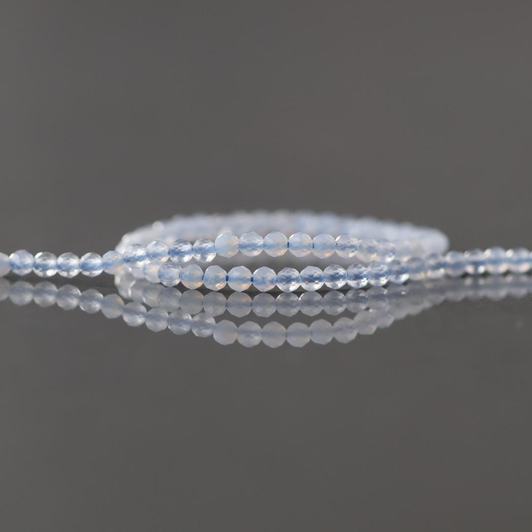 2mm Blue Lace Agate Beads ‚Äì Tiny Faceted Round Natural Gemstone 15" Strand