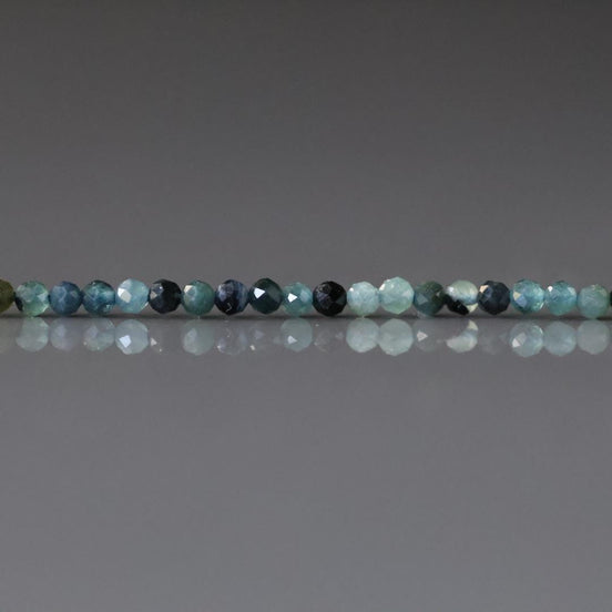 2mm Blue Tourmaline Beads – Tiny Faceted Round Natural Gemstone 15" Strand
