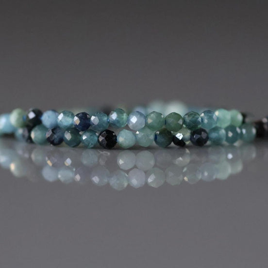 2mm Blue Tourmaline Beads – Tiny Faceted Round Natural Gemstone 15" Strand