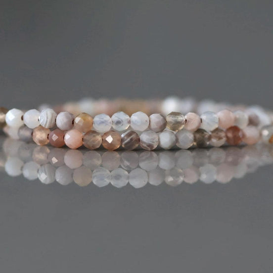 2mm Botswana Agate Beads – Tiny Faceted Round Natural Gemstone 15" Strand