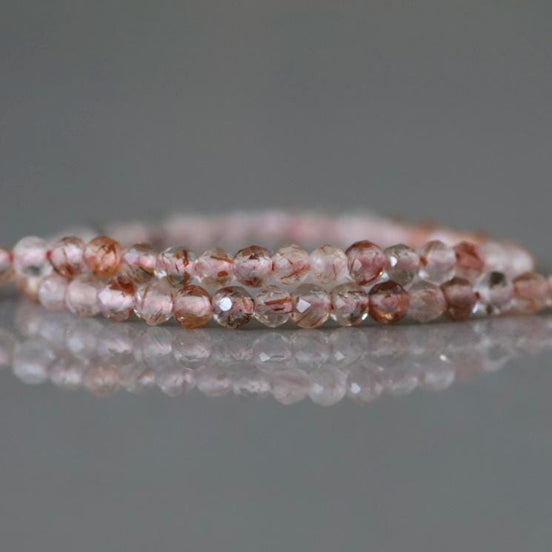 2mm AAA Brown Rutilated Quartz Faceted Beads Genuine Rutile Quartz Beads 15" Sparkly Gemstone Beads for Jewelry Making