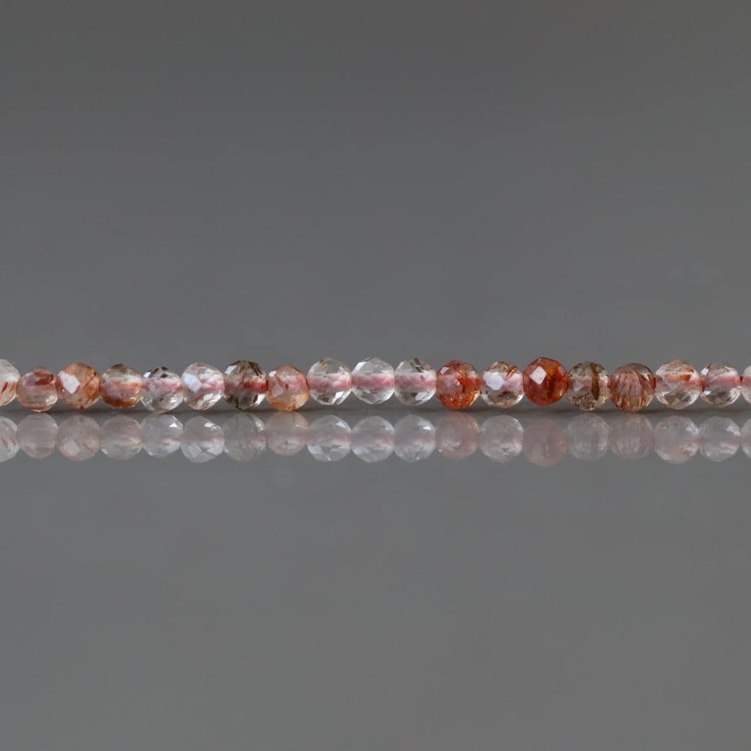2mm Brown Rutilated Quartz Beads ‚Äì Tiny Faceted Round Natural Gemstone 15" Strand