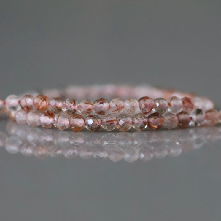 2mm Brown Rutilated Quartz Beads ‚Äì Tiny Faceted Round Natural Gemstone 15" Strand