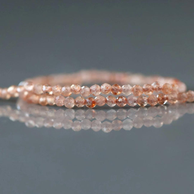 2mm Brown Sunstone Faceted Beads 12" Orange Genuine Gemstone Beads for Jewelry Making Beading Craft Gift Beads Self-Love Abundance