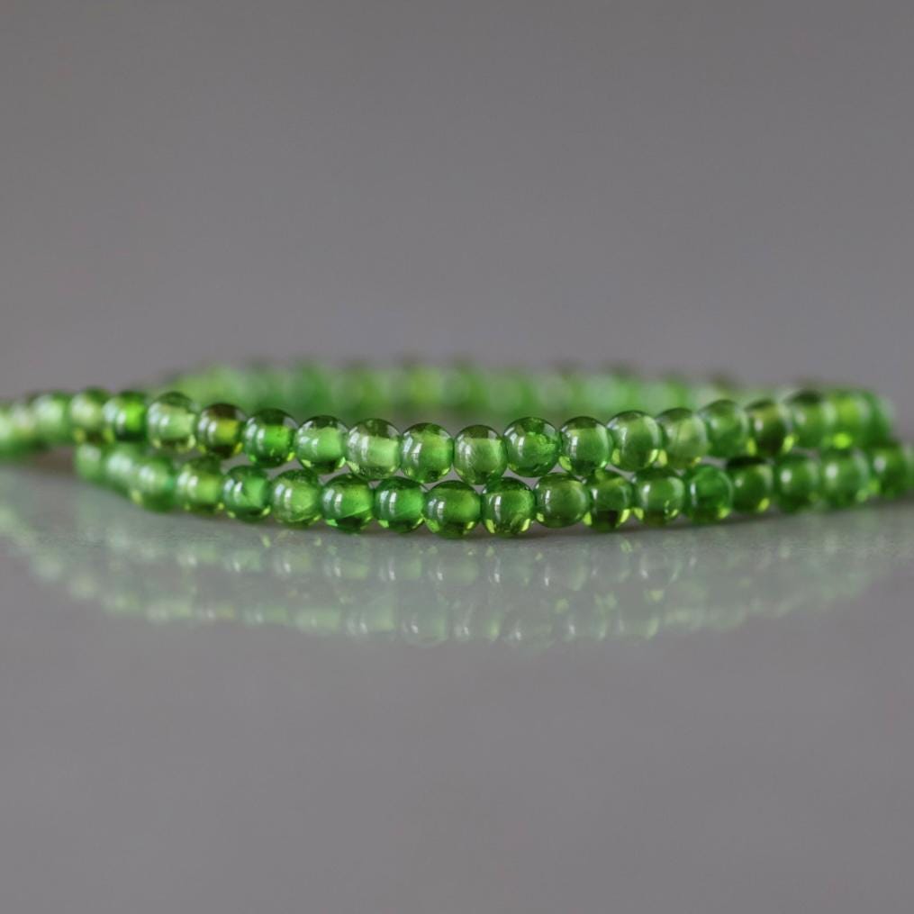 2mm AAA Chrome Diopside Smooth Beads Genuine Small Emerald Green Beads 15" Gemstone Beads for Jewelry Making