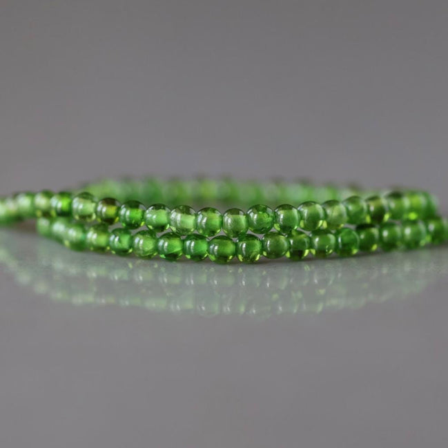 2mm AAA Chrome Diopside Smooth Beads Genuine Small Emerald Green Beads 15" Gemstone Beads for Jewelry Making