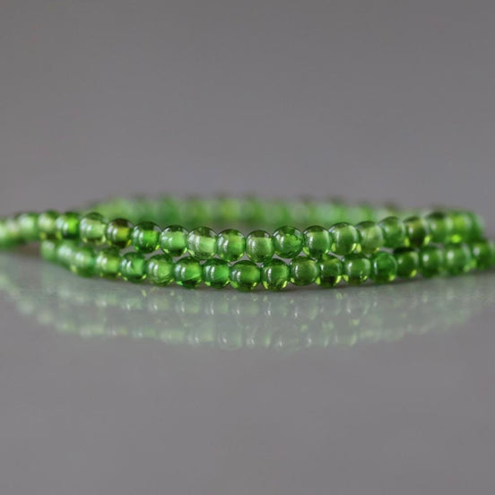 2mm AAA Chrome Diopside Smooth Beads Genuine Small Emerald Green Beads 15" Gemstone Beads for Jewelry Making