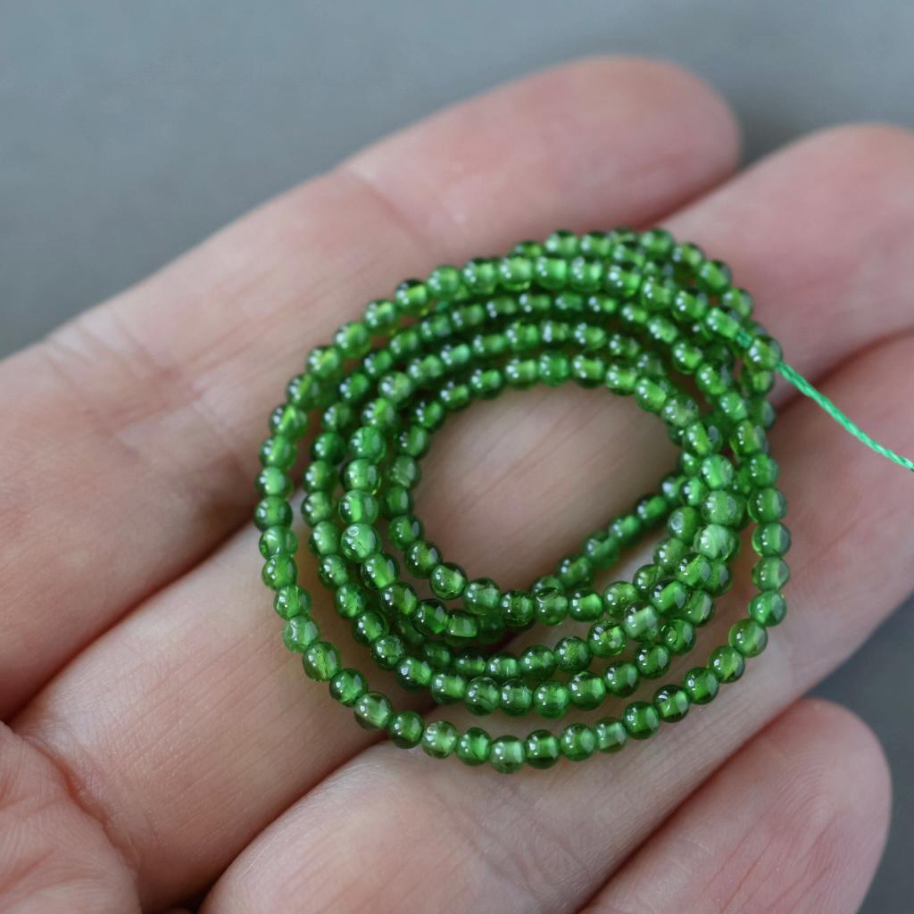 2mm Chrome Diopside Beads – Tiny Smooth Round Natural Gemstone 15" Strand
