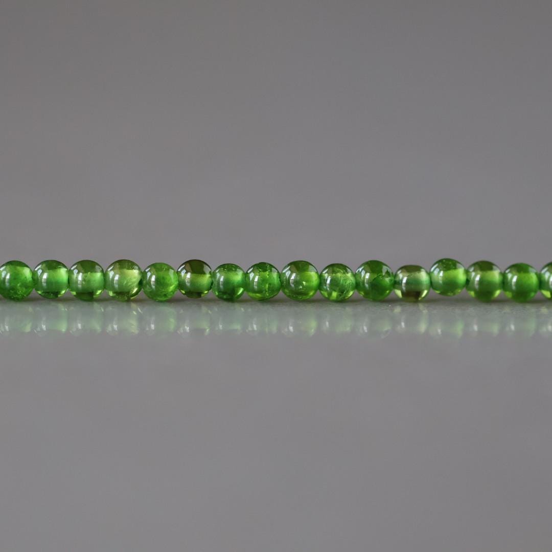 2mm Chrome Diopside Beads – Tiny Smooth Round Natural Gemstone 15" Strand
