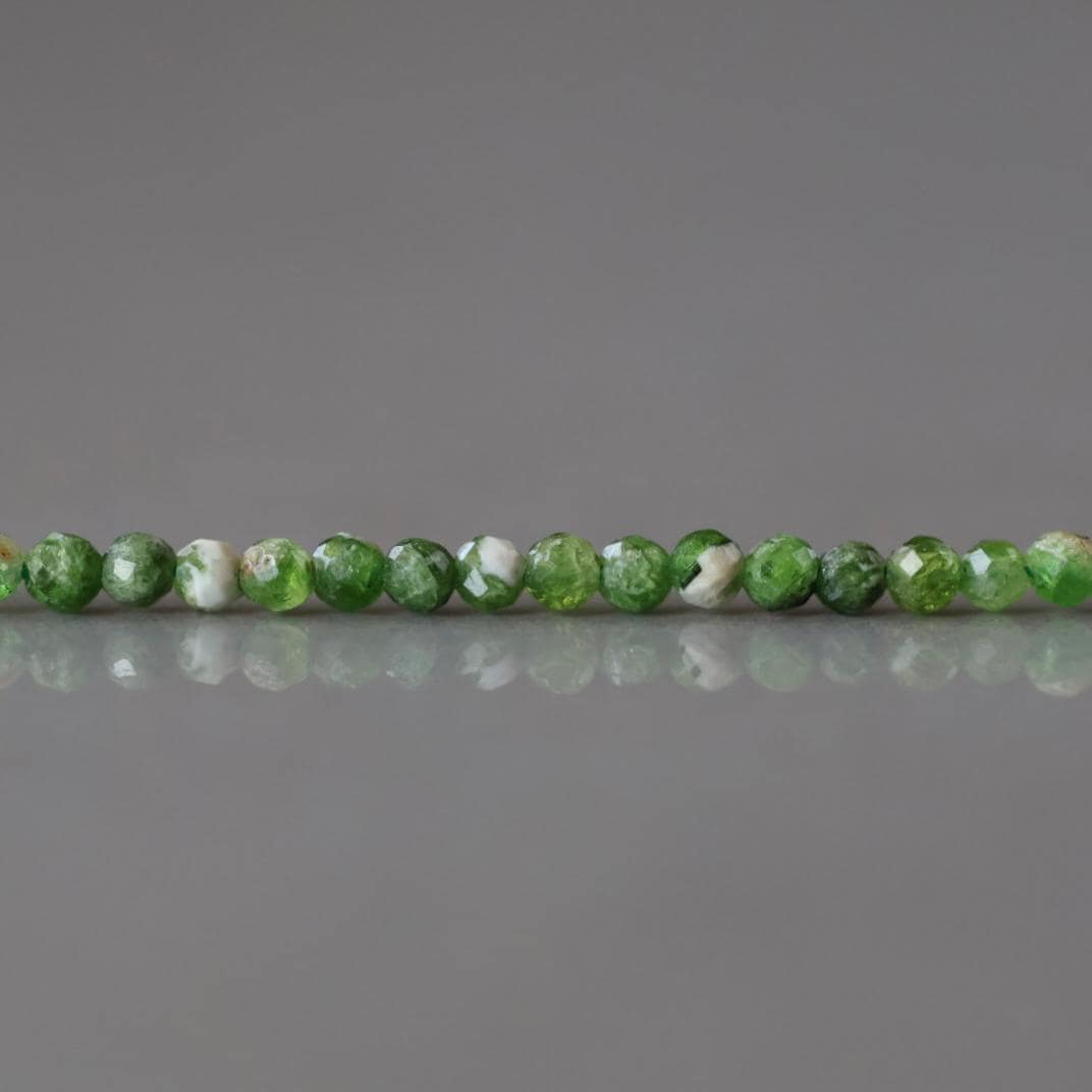 2mm Chrome Diopside in Quartz Beads ‚Äì Tiny Faceted Round Natural Gemstone 15" Strand