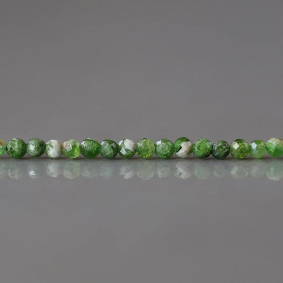 2mm Chrome Diopside in Quartz Beads ‚Äì Tiny Faceted Round Natural Gemstone 15" Strand
