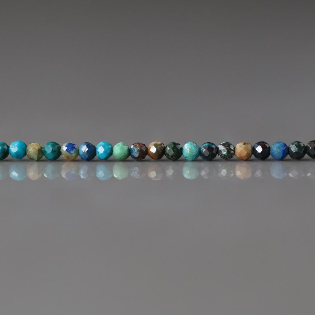 2mm Chrysocolla Beads – Tiny Faceted Round Natural Gemstone 15" Strand