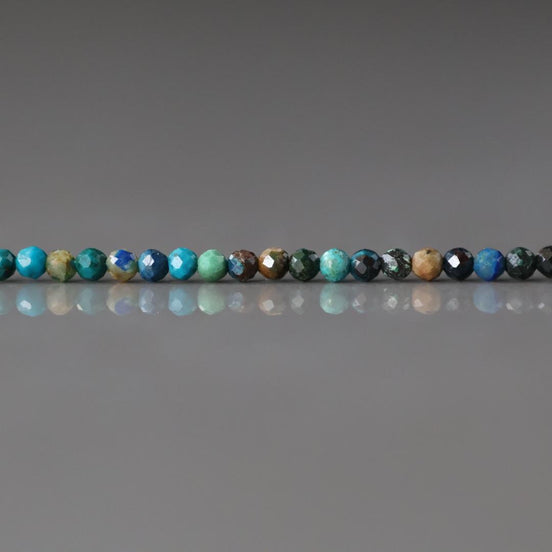2mm Chrysocolla Beads – Tiny Faceted Round Natural Gemstone 15" Strand