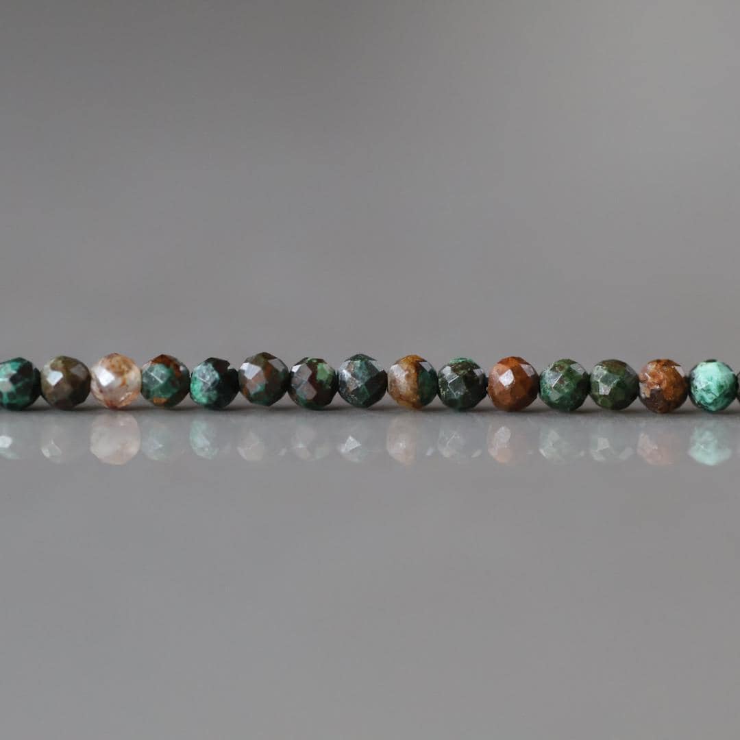 2mm Chrysocolla Beads ‚Äì Tiny Faceted Round Natural Gemstone 15" Strand