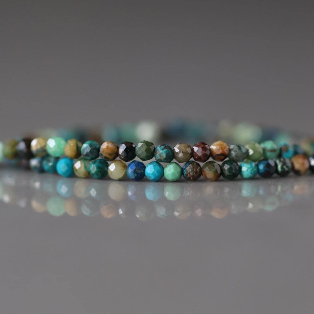 2mm Chrysocolla Beads ‚Äì Tiny Faceted Round Natural Gemstone 15" Strand
