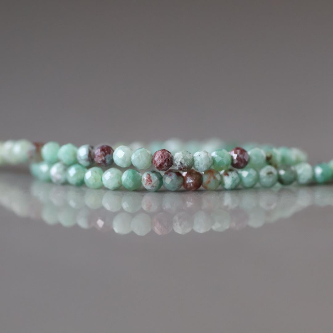 2mm Chrysocolla (Fynchenite) Beads ‚Äì Tiny Faceted Round Natural Gemstone 15" Strand