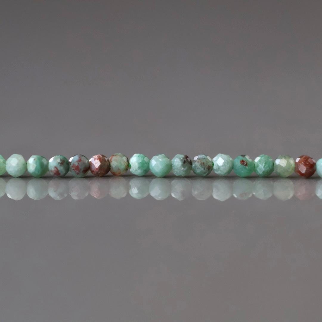2mm Chrysocolla (Fynchenite) Beads ‚Äì Tiny Faceted Round Natural Gemstone 15" Strand