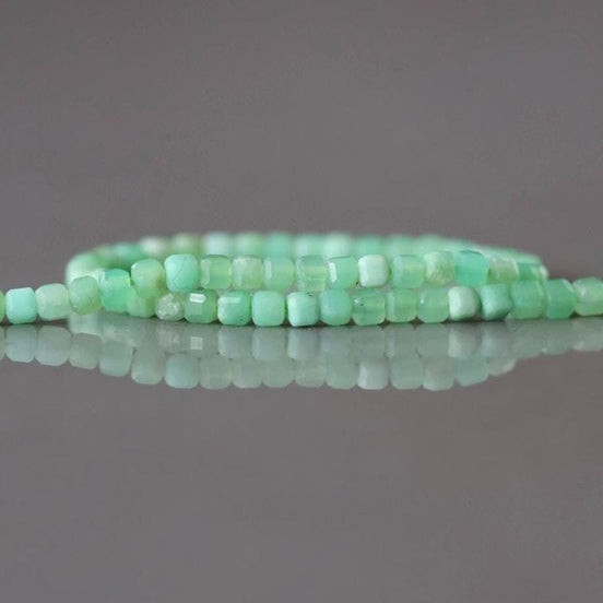 2mm Chrysoprase Faceted Cube Beads 15" Mint Green Genuine Gemstone Beads for Jewelry Making Beading Craft Gift Beads