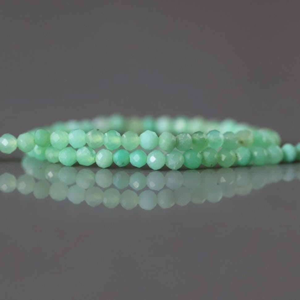 2mm Chrysoprase Faceted Beads 15" Mint Green Pastel Genuine Gemstone Beads for Jewelry Making Beading Craft Gift Beads
