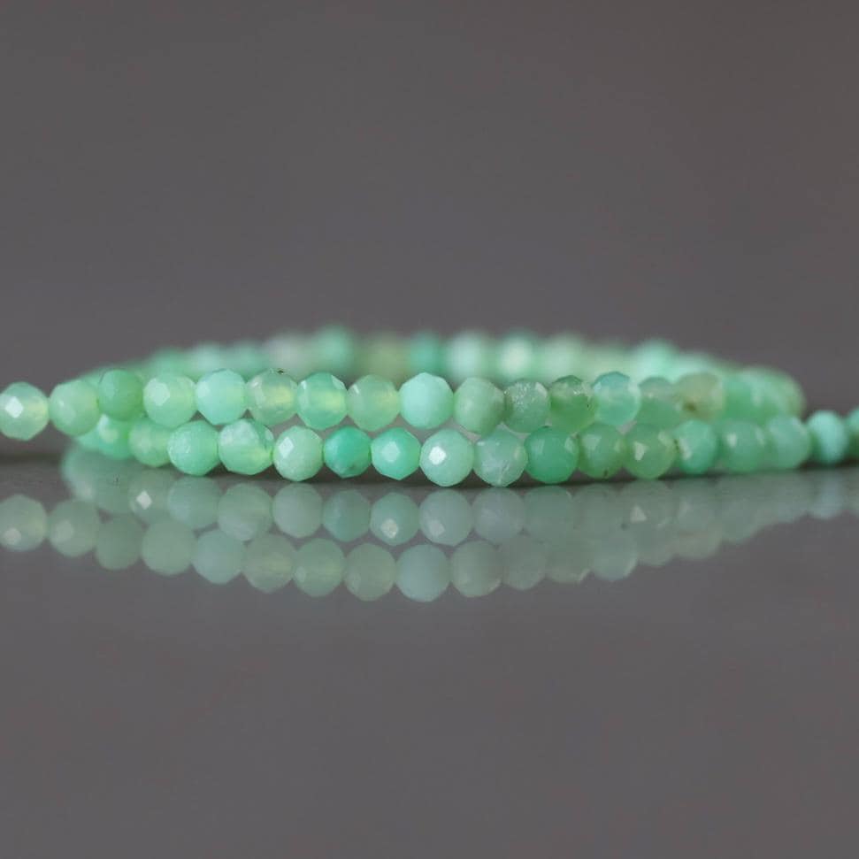 2mm Chrysoprase Beads ‚Äì Tiny Faceted Round Natural Gemstone 15" Strand
