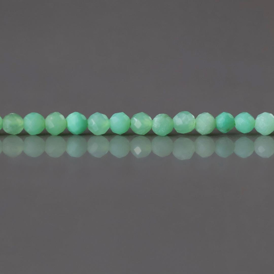 2mm Chrysoprase Beads ‚Äì Tiny Faceted Round Natural Gemstone 15" Strand