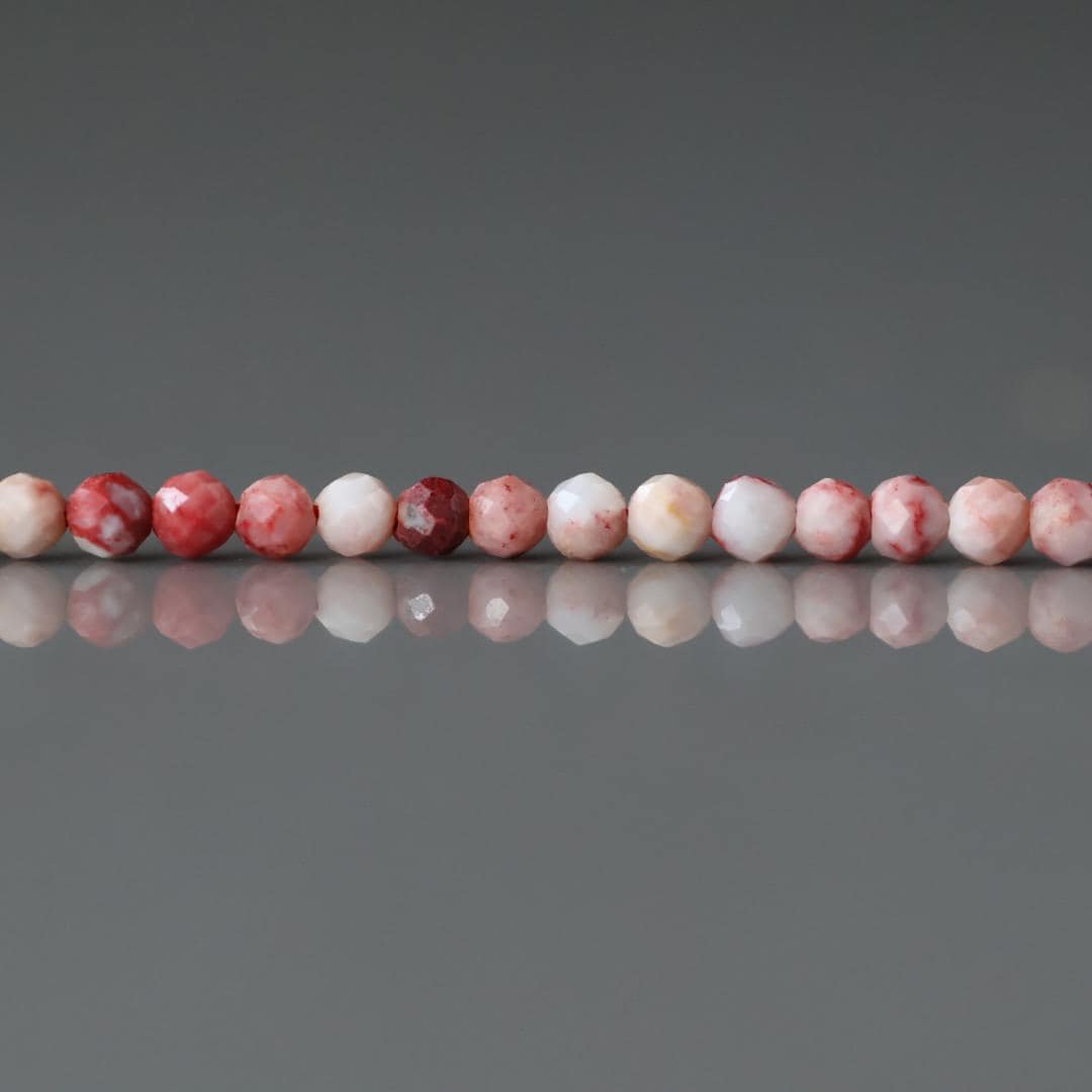 2mm Rare Cinnabrite Faceted Beads 15" Red Cinabar in Quartz Matrix Genuine Gemstone Beads for Jewelry Making Beading Craft Gift Beads