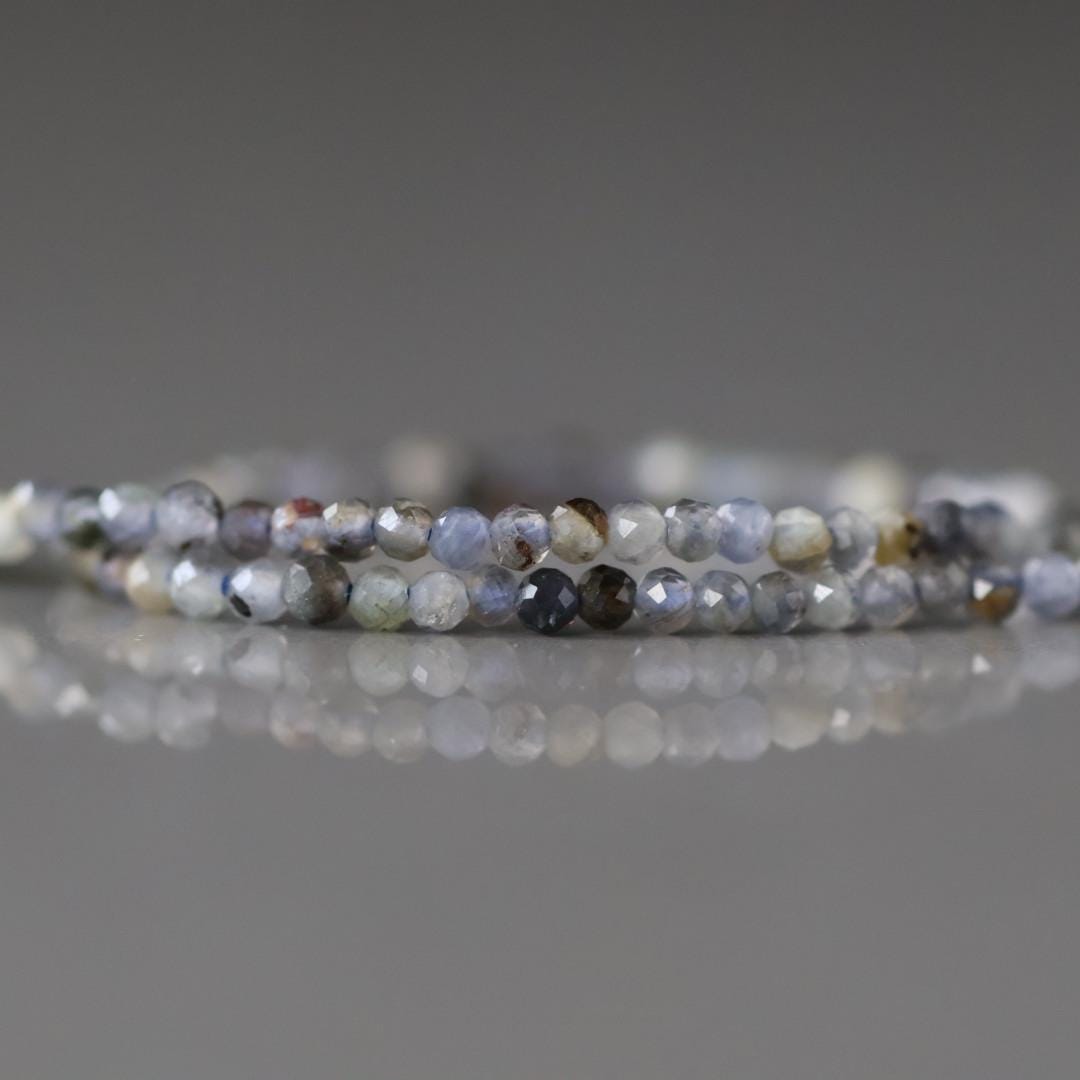 2mm Cordierite Beads – Tiny Faceted Round Natural Gemstone 15" Strand