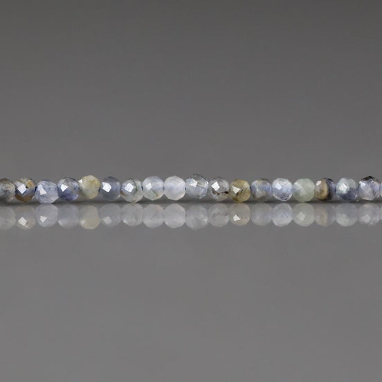 2mm Cordierite Beads – Tiny Faceted Round Natural Gemstone 15" Strand