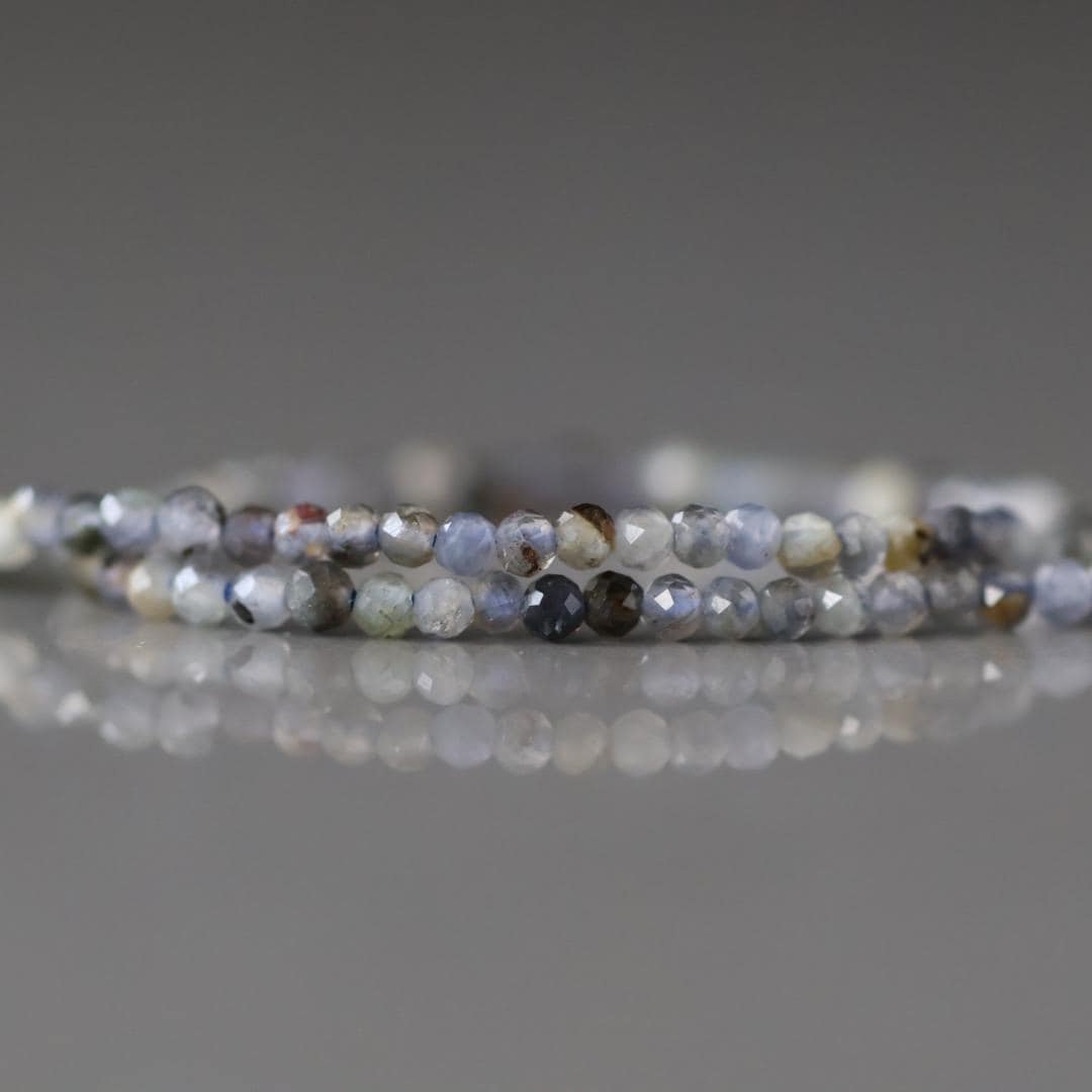 2mm Cordierite Beads ‚Äì Tiny Faceted Round Natural Gemstone 15" Strand