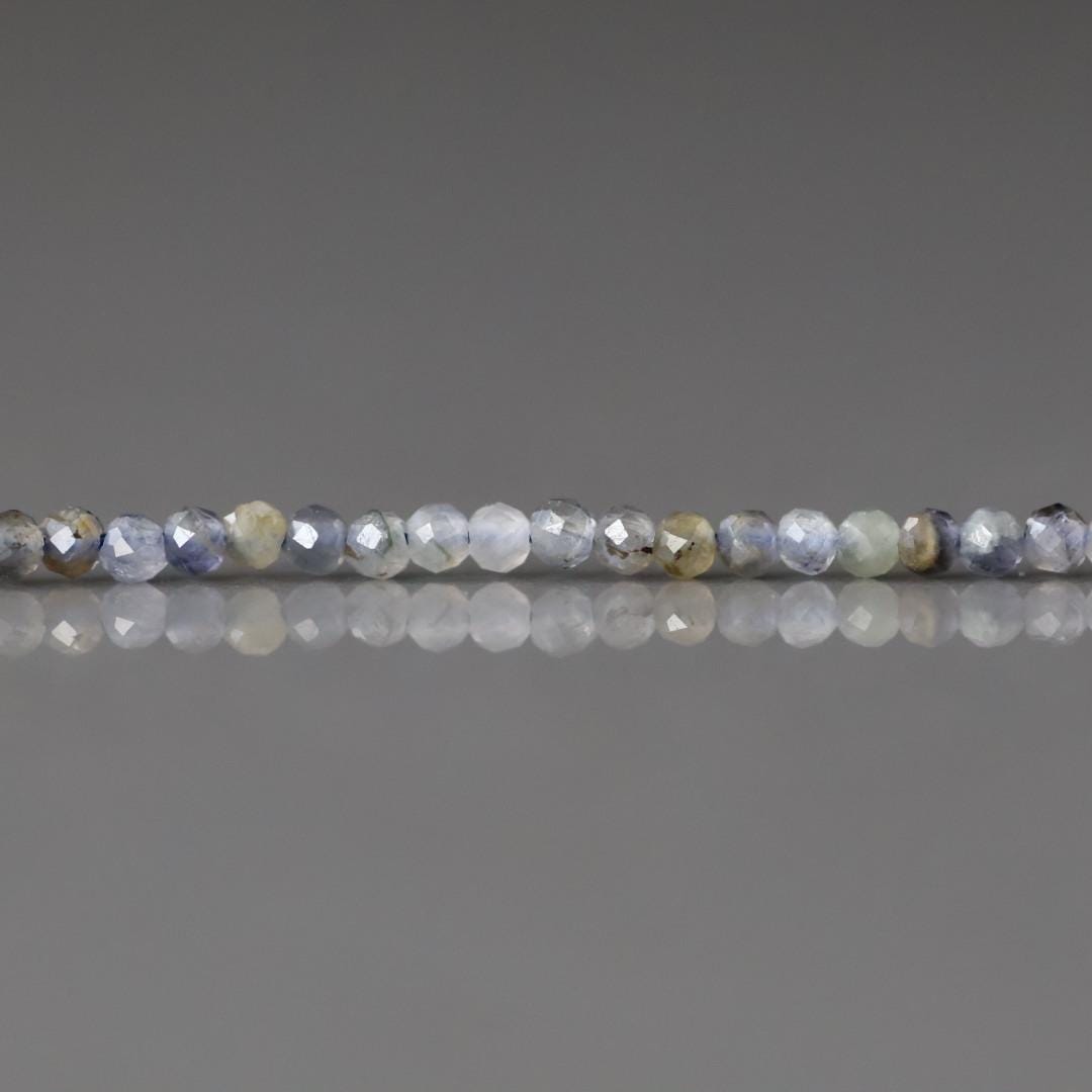 2mm Cordierite Beads ‚Äì Tiny Faceted Round Natural Gemstone 15" Strand