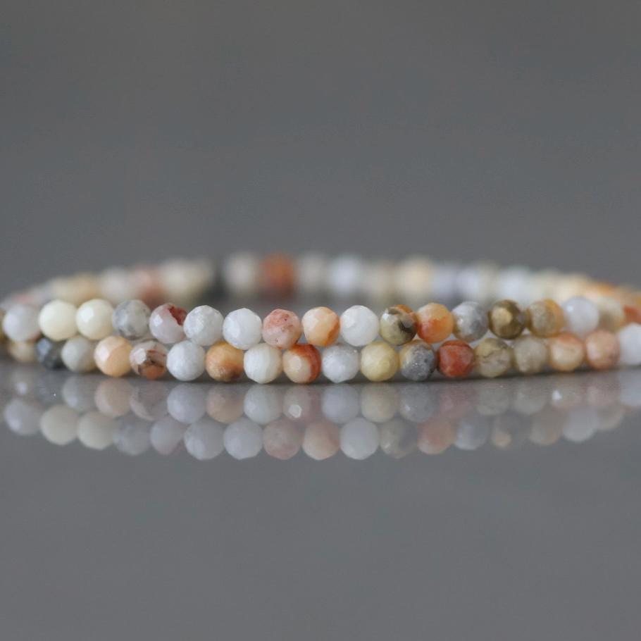 2mm Crazy Lace Agate Beads ‚Äì Tiny Faceted Round Natural Gemstone 15" Strand