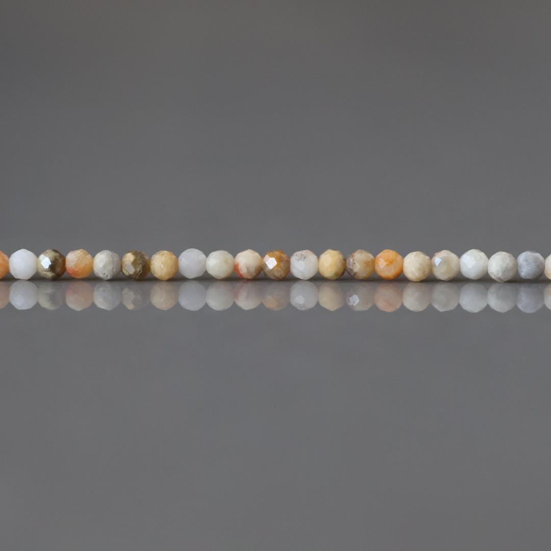 2mm Crazy Lace Agate Beads ‚Äì Tiny Faceted Round Natural Gemstone 15" Strand