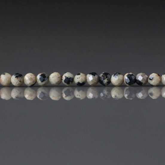 2mm Dalmatian Jasper Beads Micro Faceted Genuine Small Spotted Jasper Kiwi Beads 15" Gemstone Beads for Jewelry Making Beading Gift Crafter