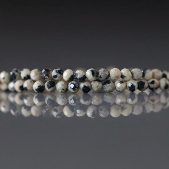 2mm Dalmatian Jasper Beads Micro Faceted Genuine Small Spotted Jasper Kiwi Beads 15" Gemstone Beads for Jewelry Making Beading Gift Crafter