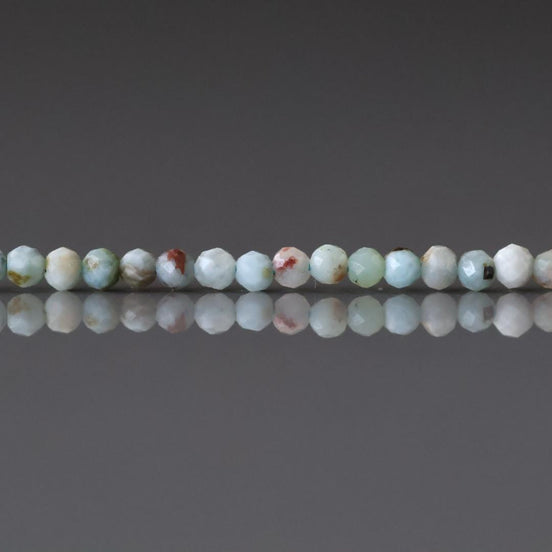 2mm Dominican Larimar Beads – Tiny Faceted Round Natural Gemstone 15" Strand