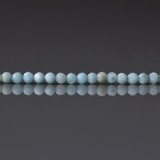 2mm Dominican Larimar Beads – Tiny Faceted Round Natural Gemstone 6.5" Strand
