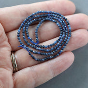 2mm Dumortierite Beads – Tiny Faceted Round Natural Gemstone 15