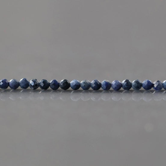 2mm Dumortierite Beads – Tiny Faceted Round Natural Gemstone 15" Strand