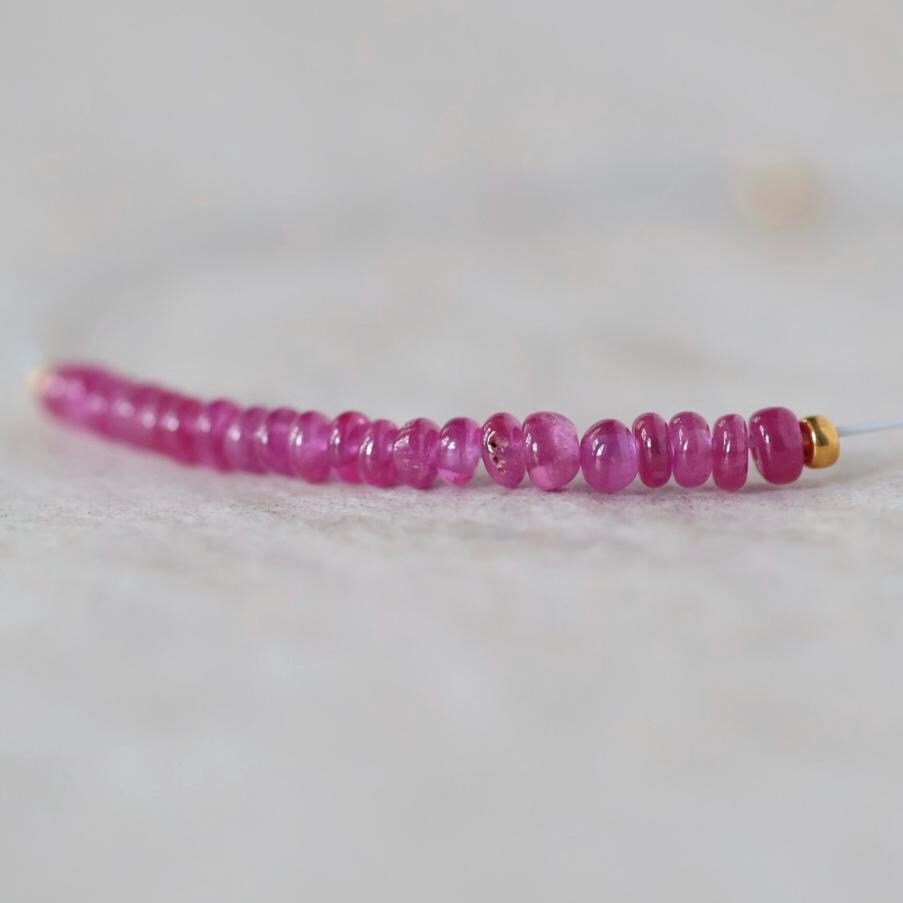 2mm Fine Natural Burmese Ruby Rondelle Beads Smooth Tiny Untreated Burma Ruby Gemstone DIY Jewelry Making