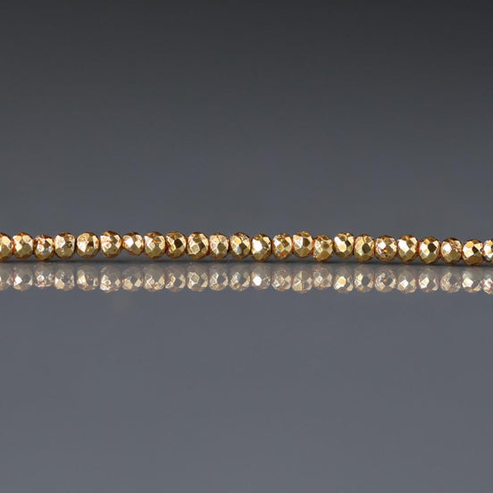 2mm Gold Plated Pyrite Micro Faceted Nugget Beads Spacer Sparkly Beads 6" Gemstone Beads for DIY Jewelry Making Crafter Gift