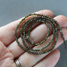 2mm Golden Obsidian Beads – Tiny Faceted Round Natural Gemstone 15" Strand