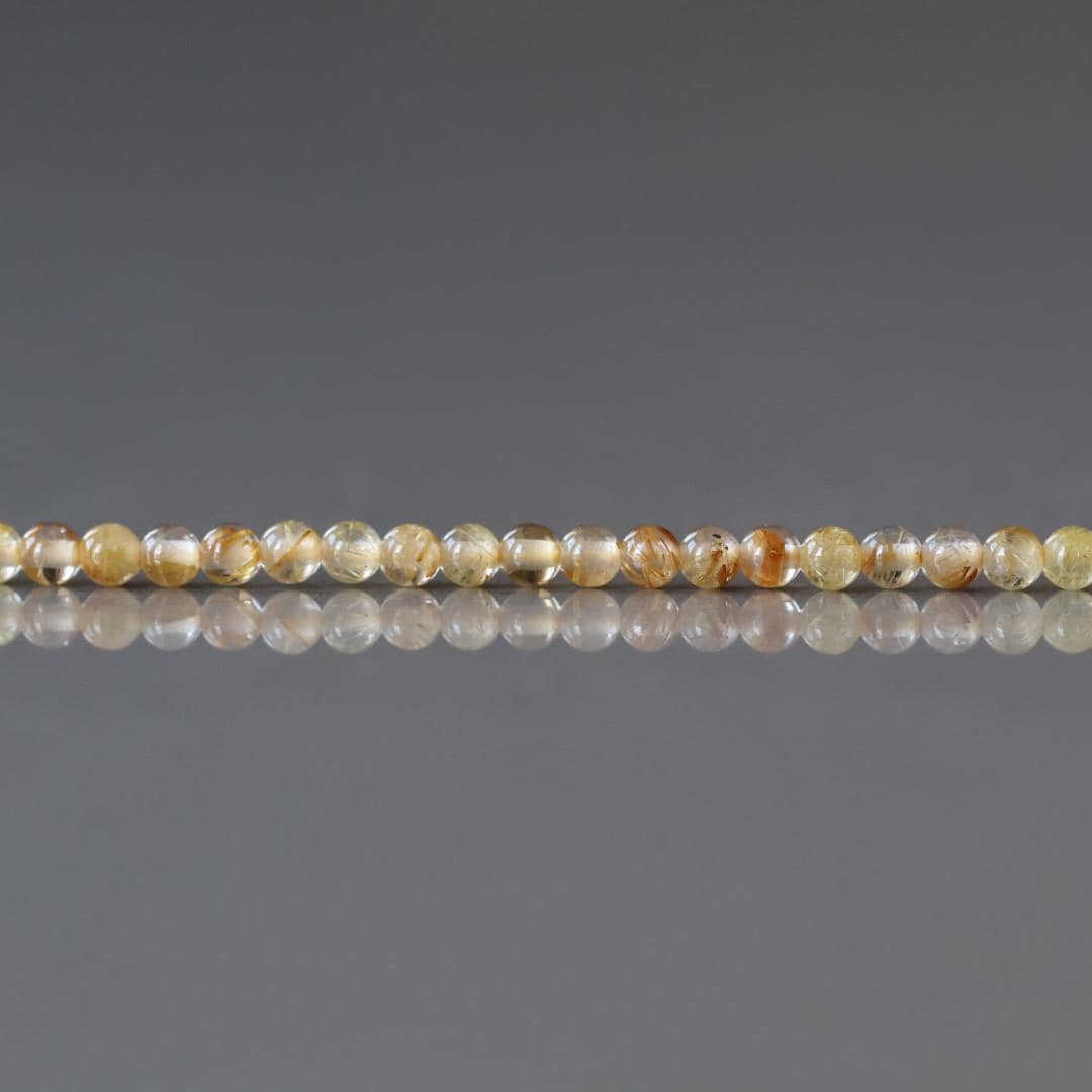 2mm AAA Golden Rutilated Quartz Smooth Beads Genuine Yellow Quartz Beads 15" Sparkly Gemstone Beads for Jewelry Making