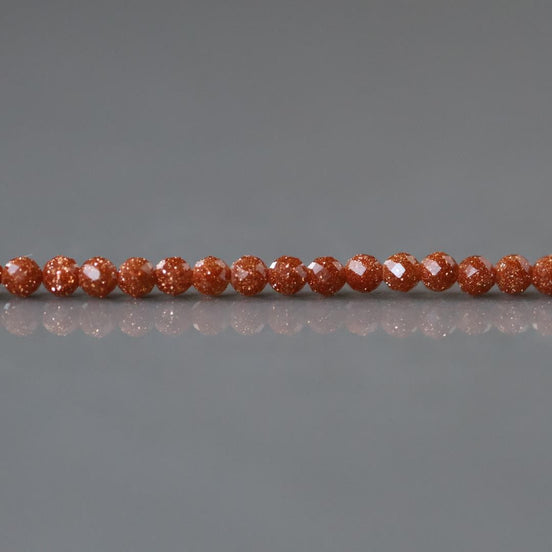 2mm Goldstone Beads ‚Äì Tiny Faceted Round Natural Gemstone 15" Strand